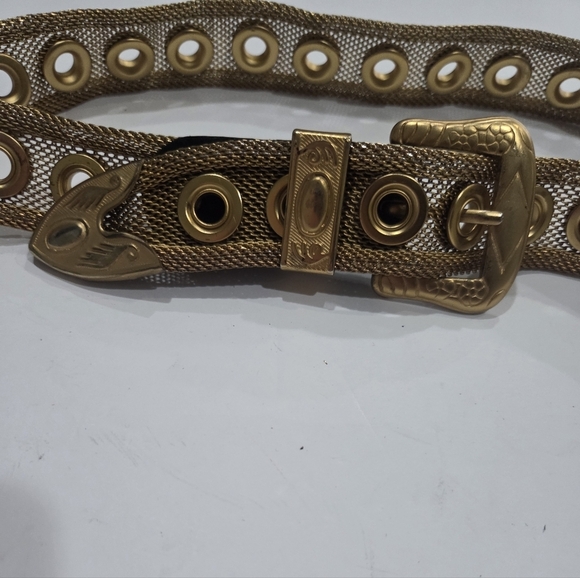 Vintage Express Gold Eyelet Metal Mesh Belt Sz.S main image 4
